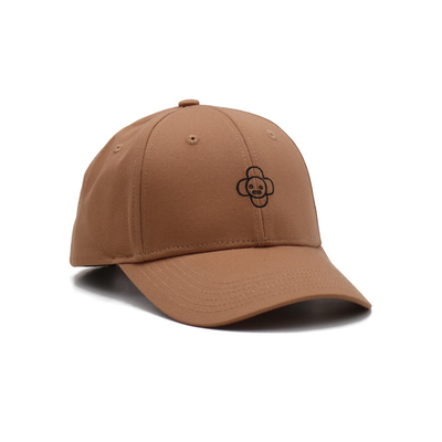 Chapeaux 100% de panneau de Brown 6 de casquettes de baseball brodés par sergé de coton