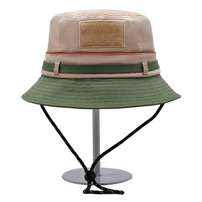 Corde réglable de mode pêchant le chapeau 100% de seau de polyester de coutume de chapeau de Sun