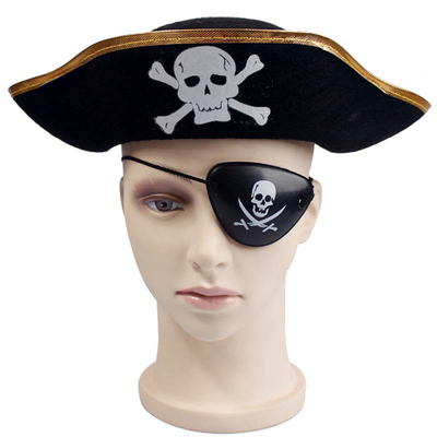 Chapeau noir décoratif de pirate de Halloween, crâne génial unique de chapeaux de festival modelé
