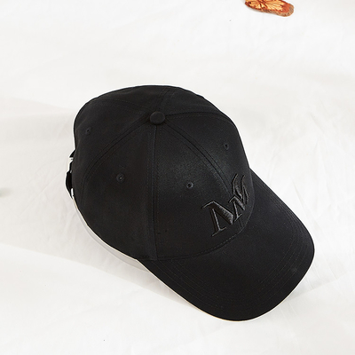 Couleur noire de casquettes de baseball brodée par sergé vide de coton de modèle
