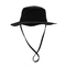 Coton unique de conception pêchant le chapeau à la mode imperméable noir de seau de ficelle de chapeau de seau de chapeau avec le cordon