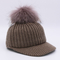 Chapeaux de base-ball supérieurs d'hiver de laine, chapeaux de calotte de Pom Pom des vrais de raton laveur hommes de fourrure