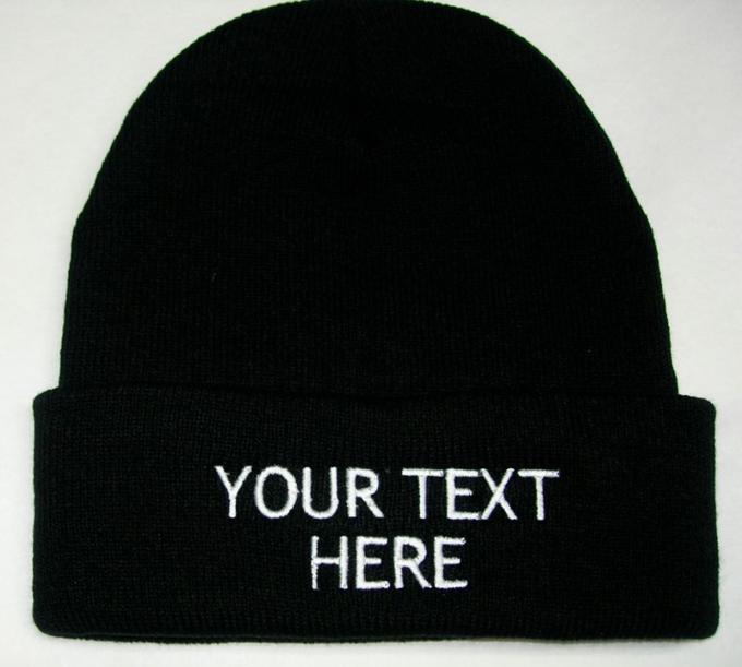 Le chapeau noir fait sur commande d'hiver de Beanie/de chapeau de Knit a brodé la vente en gros du logo 2018