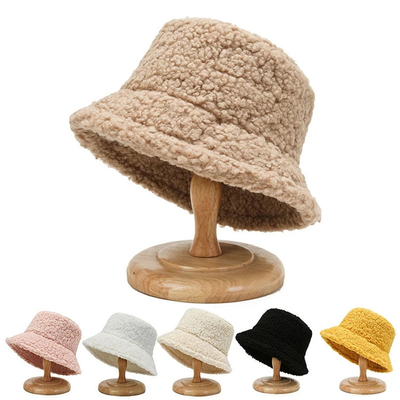 Pêcheur solide Hat Autumn Winter Lamb Wool de Harajuku de seau de graffiti unisexe de chapeau 60cm