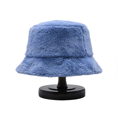 Femmes automne hiver seau chapeaux en peluche doux chaud Panama casquettes dame plat haut pêche