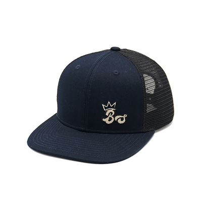 Couronne plate de profil haut de chapeau de 5 de panneau de Bill Mesh Snap Back Trucker Hat sports de base-ball