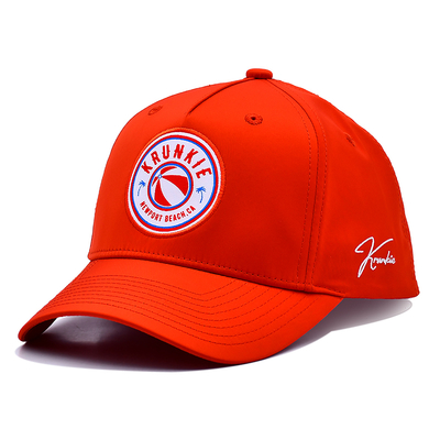 Conception personnalisée OEM de votre propre logo en caoutchouc PVC, casquette de sport de course pour hommes et femmes, 5 panneaux, chapeau de baseball de golf en nylon rouge