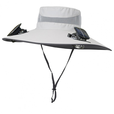Chapeau de soleil à large bord extérieur avec ventilateur solaire, casquette personnalisée en gros, chapeau de pêche portable