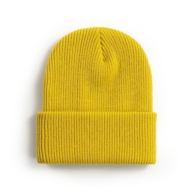 Le jaune a tricoté le crâne fluorescent de Beanie Bonnet Hat Cuffed Plain