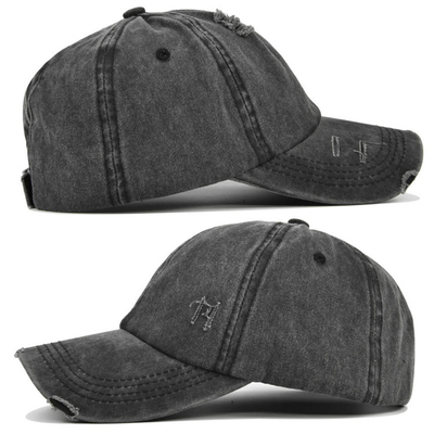 Casquette de baseball réglable affligée lavée de haut chapeau de queue de cheval de denim du coton des femmes