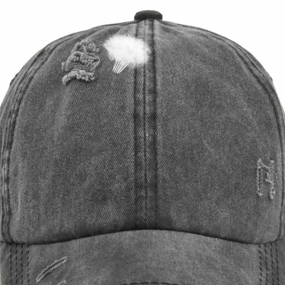 Casquette de baseball réglable affligée lavée de haut chapeau de queue de cheval de denim du coton des femmes