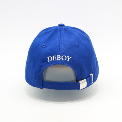 Chapeau 100% brodé bleu plat de bord incurvé par sergé de coton de 6 casquettes de baseball des panneaux 3D