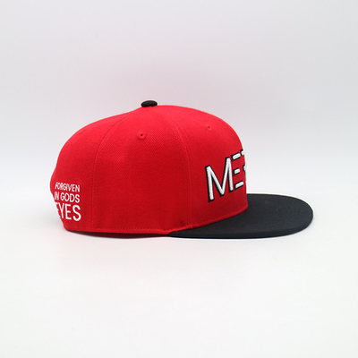 Le panneau 100% de dos droit de bord de sergé de coton de chapeaux plats de Snapback 3D a brodé le modèle de lettre unisexe