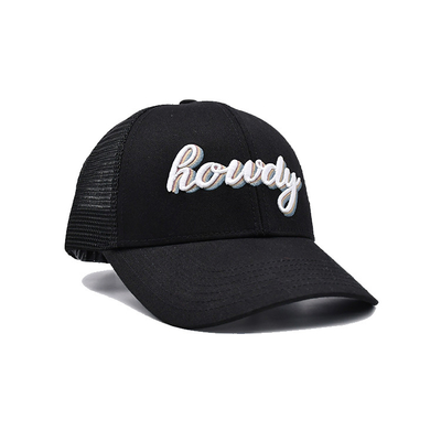 Casquette de camionneur adulte 58CM 6 panneaux logo personnalisé réglable en maille sergé de coton