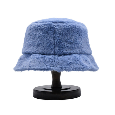 Femmes automne hiver seau chapeaux en peluche doux chaud Panama casquettes dame plat haut pêche