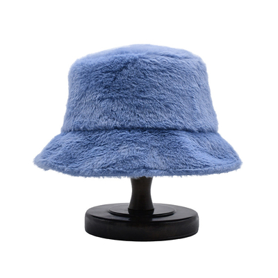 Femmes automne hiver seau chapeaux en peluche doux chaud Panama casquettes dame plat haut pêche