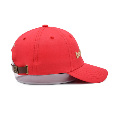 3D a brodé le chapeau de papa de bracelet en cuir de casquettes de baseball le rouge adulte qu'unisexe de taille adaptent le logo aux besoins du client