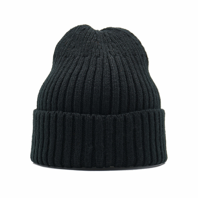 chapeau giflé tricoté chaud de 55cm Beanie Hats Winter Cuff Skull pour des femmes des hommes