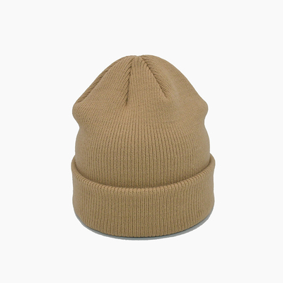 Chapeau d'hiver d'ISO9001 Brown Beanie Hats Embroidery Logo 58Cm pour l'adulte