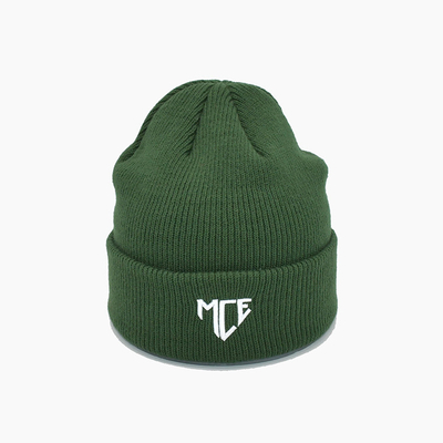 Le vert unique d'OEM tricotent Beanie Hats With Embroidery Pattern