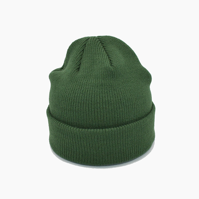 Le vert unique d'OEM tricotent Beanie Hats With Embroidery Pattern