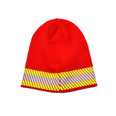 Extérieur tricotez le chapeau de montre fluorescent de sécurité de visibilité de Beanie Hats Reflective Striped 3M Thinsulate Lined High
