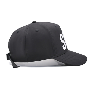 La couronne 100% de casquette de baseball de polyester de 5 panneaux a structuré le logo fait sur commande