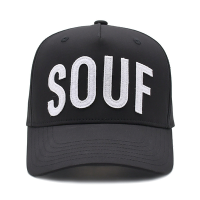 La couronne 100% de casquette de baseball de polyester de 5 panneaux a structuré le logo fait sur commande