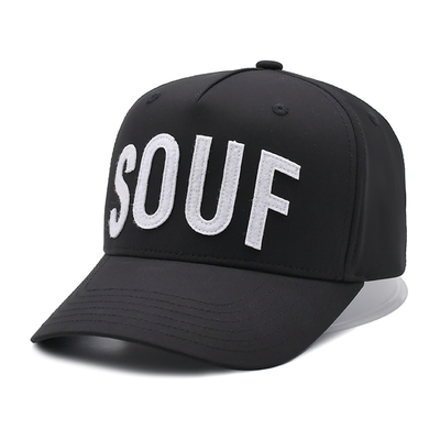 La couronne 100% de casquette de baseball de polyester de 5 panneaux a structuré le logo fait sur commande