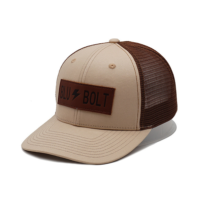 Casquette de baseball adaptée aux besoins du client de Mesh Trucker Cap Leather Patch de haute catégorie