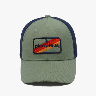 Logo brodé par chapeau de camionneur de panneau de la maille 6 de coton et de polyester de mode
