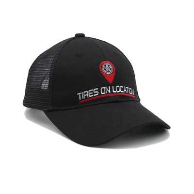 Tout le bandeau de coton de chapeau de camionneur construit par broderie plate noire