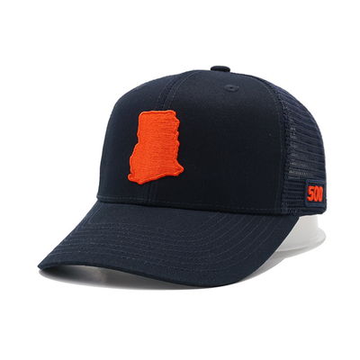 Casquette snapback à visière incurvée en maille avec bandeau en coton