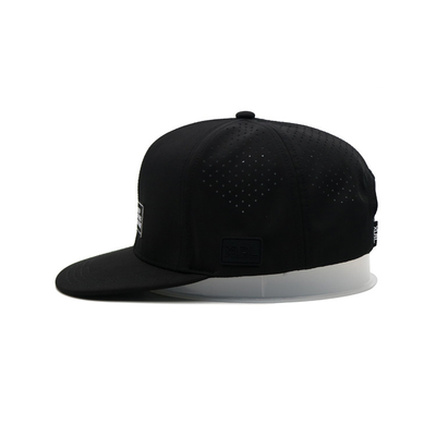 En gros Hommes personnalisés Moins de MOQ Haute qualité Tissé / Patch de cuir Logo 6 Panneau Plain Coton Flat bord Snapback Gorras