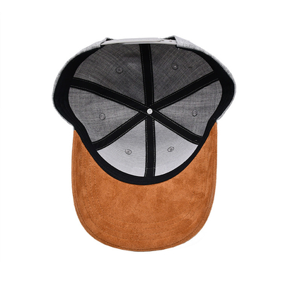 Casquette de base-ball en suède à 6 panneaux avec couture et coutures renforcées