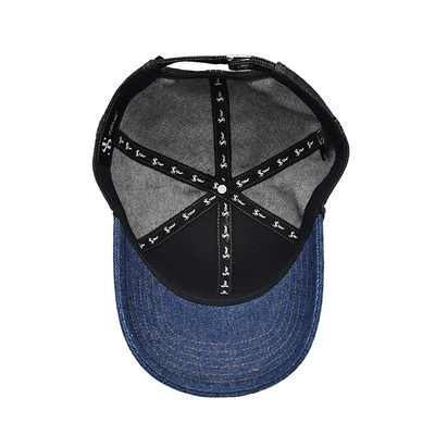 Profil construit bonnet de base-ball brodé couleur personnalisée denim bande de sueur