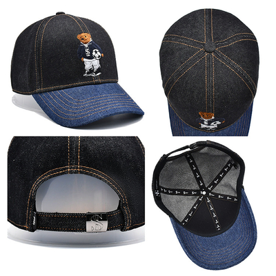 Profil construit bonnet de base-ball brodé couleur personnalisée denim bande de sueur