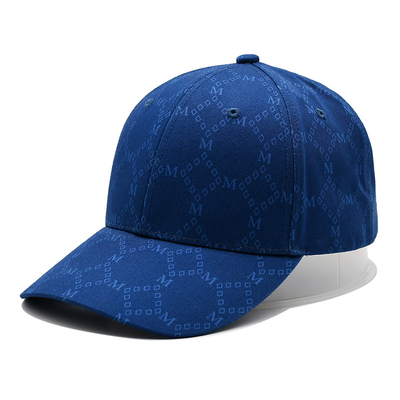 Casquettes Jacquard personnalisées avec visière incurvée et sangle réglable avec yeux brodés correspondant à la couleur du tissu