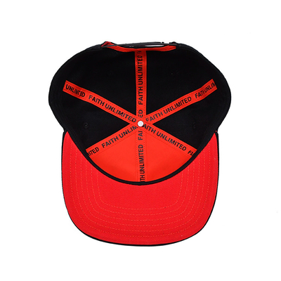 Chapeau Snapback en tailles réglables avec logo broderie 3D et bande intérieure d'impression étiquette tissée