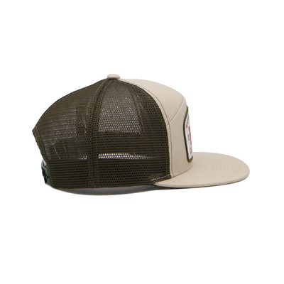 Capuchon de camion de coton unisexe avec visière plate et patch tissé snapback avec contour brodé
