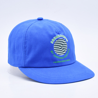 Chapeaux de haute qualité imprimés sur commande en snapback bleu non structuré 5 panneaux à bord plat chapeaux de hip hop doux pour hommes