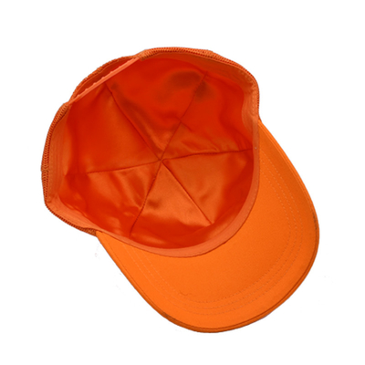 Unisexe 5 Panneau Trucker Cap personnalisé 3d brodé bord courbe satinée bordée chapeaux à dos en maille orange