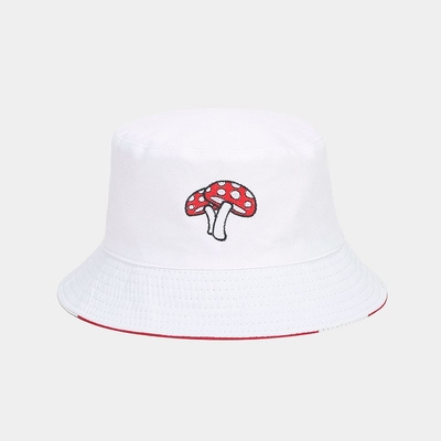 2025 Coton dessin animé champignon imprimé Bouquet chapeau pêcheur chapeau de voyage en plein air Bonnet de soleil pour hommes et femmes
