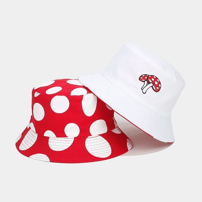 2025 Coton dessin animé champignon imprimé Bouquet chapeau pêcheur chapeau de voyage en plein air Bonnet de soleil pour hommes et femmes