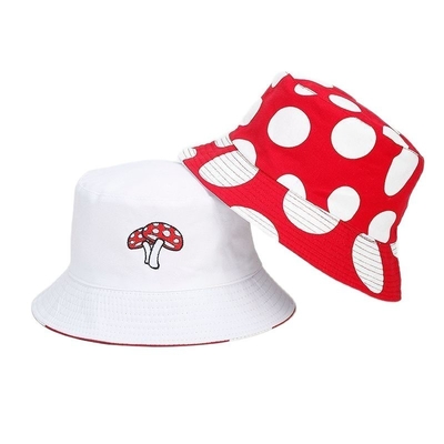 2025 Coton dessin animé champignon imprimé Bouquet chapeau pêcheur chapeau de voyage en plein air Bonnet de soleil pour hommes et femmes