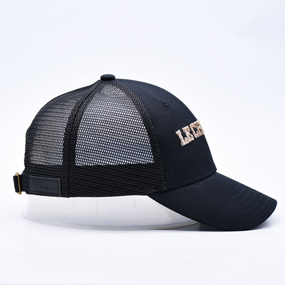 Chapeau de camionneur en maille noire à 6 panneaux Glitter Chapeau de camionneur de haute qualité Séquins de mode Broderie Chapeau de camionneur