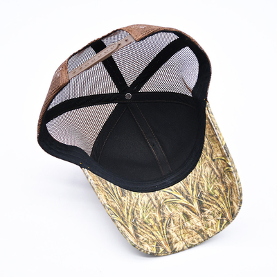 Design de mode courbe bord Sport 6 Panneau Trucker Chapeau en treillis personnalisé 3d brodée Camo Trucker Cap