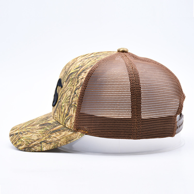 Design de mode courbe bord Sport 6 Panneau Trucker Chapeau en treillis personnalisé 3d brodée Camo Trucker Cap