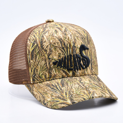 Design de mode courbe bord Sport 6 Panneau Trucker Chapeau en treillis personnalisé 3d brodée Camo Trucker Cap