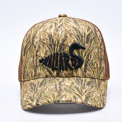 Design de mode courbe bord Sport 6 Panneau Trucker Chapeau en treillis personnalisé 3d brodée Camo Trucker Cap